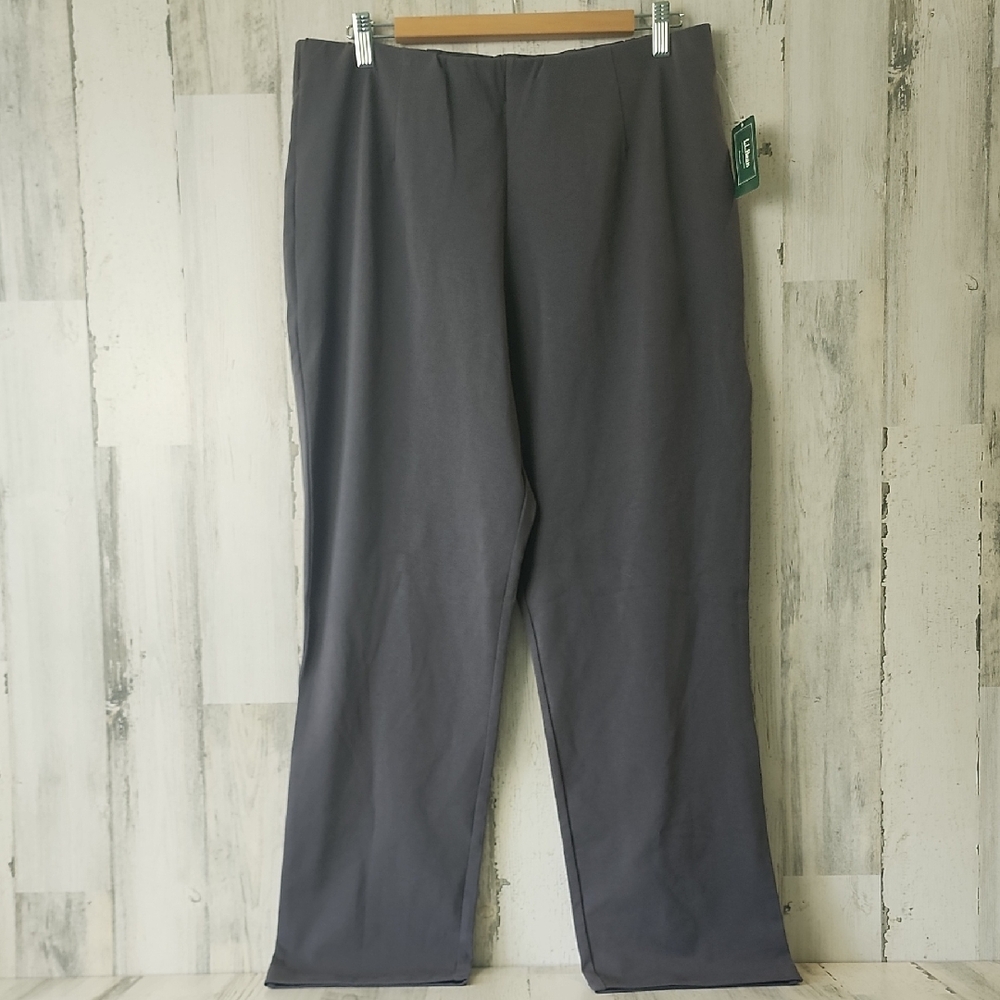 L.L. Bean Alloy Gray Perfect Fit Slim Pants Size Large Petite NEW